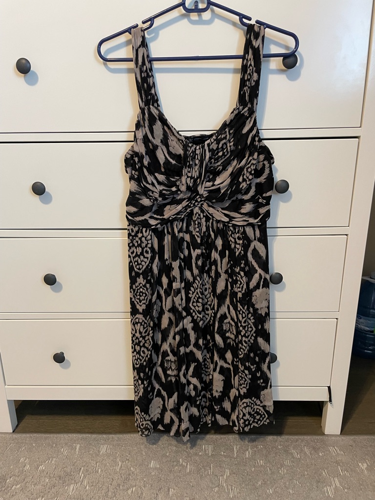 Inc International Concepts Black And Taupe Knot-Front Midi Dress